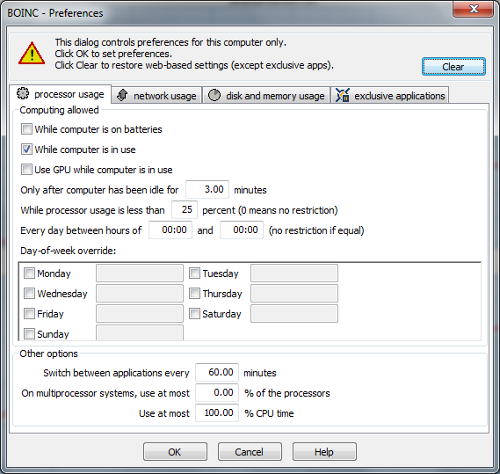 BOINC Preferences BOINC Preferences