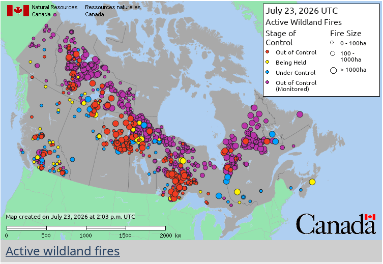 Canadian wildland fires July 23, 2026 Canadian wildland fires July 23, 2026