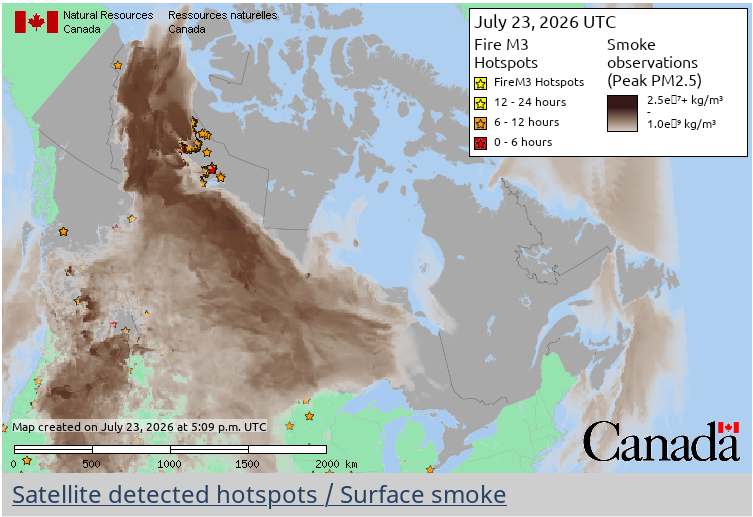 Canadian wildland fire smoke July 23, 2026 Canadian wildland fire smoke July 23, 2026