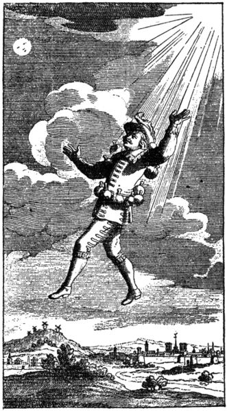 Cyrano ascends, dew-borne.