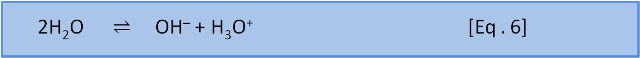Equation 6: dissociation of water