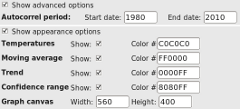 Temperature trend calculator: optional controls Temperature trend calculator: optional controls